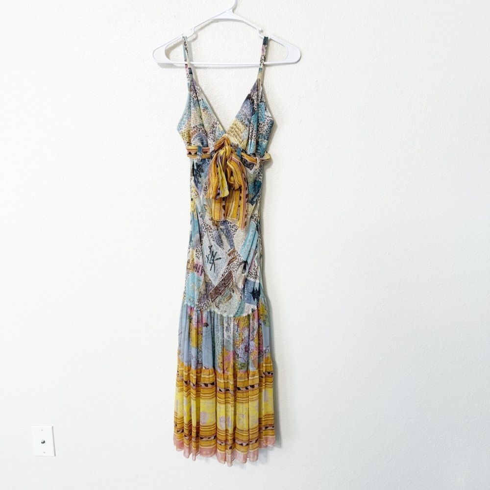 Diane Von Furstenberg Kingston Printed 2005 Vintage Y2K Silk Slip Belted Dress - Picture 6 of 14